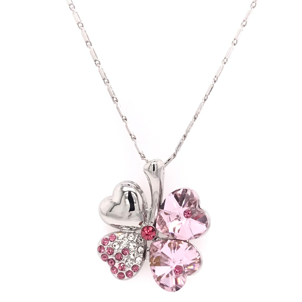 Shamrock Light Pink Hearts Swarovski Pendant
